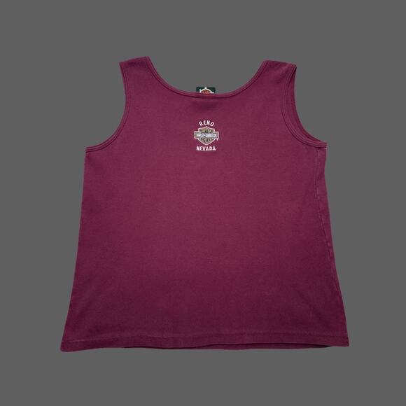 Harley Davidson Nevada Burgundy Ribbed Tank Womens Size M GUC - Picture 6 of 8